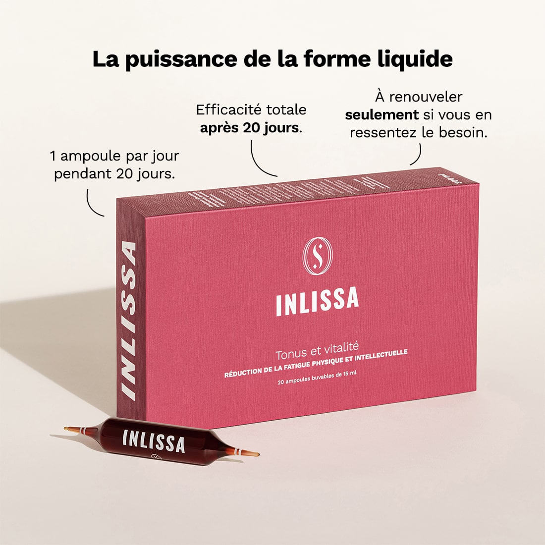 Boite de 20 ampoules complément alimentaire INLISSA - Complément alimentaire - Réduction de la fatigue physique et intellectuelle