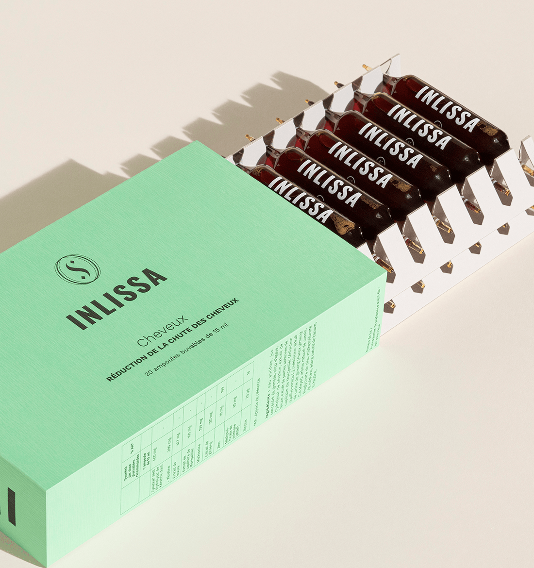 Boite de 20 ampoules complément alimentaire INLISSA - Complément alimentaire - Réduction de la chute des cheveux